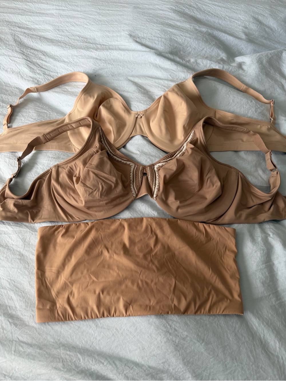 Nude/Brown Seamless Underwire Bras & Bandeau Set 36D/DD